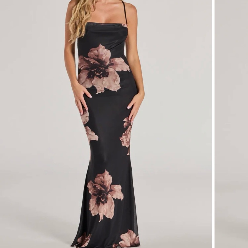 Elegant Floral Black Dress